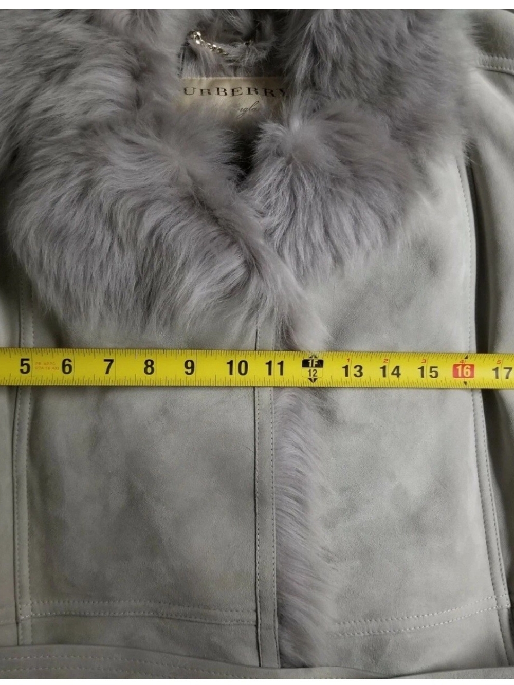 NWT BURBERRY LONDON Sheepskin Leather Shearling Belted Jacket Coat Women UK14 - Picture 6 of 14